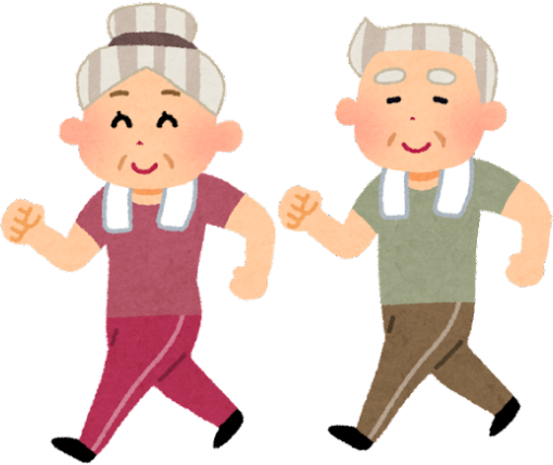 元気に歩く老夫婦のイメージイラスト